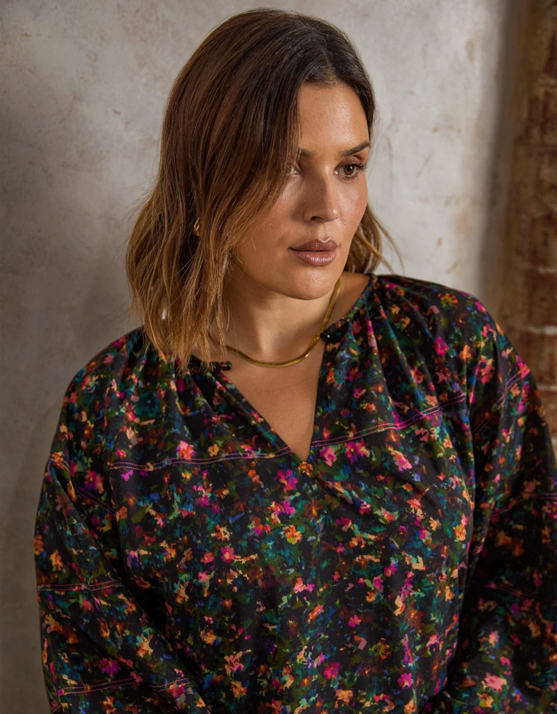 Multi Colour Ditsy Midi Dress
