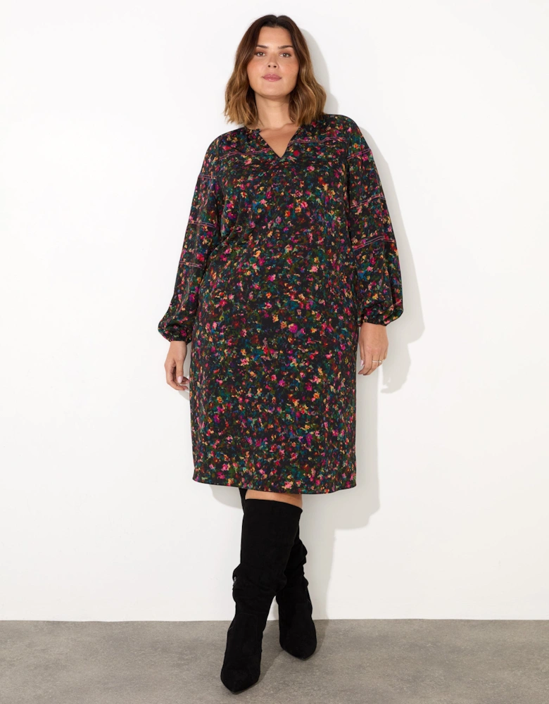 Multi Colour Ditsy Midi Dress