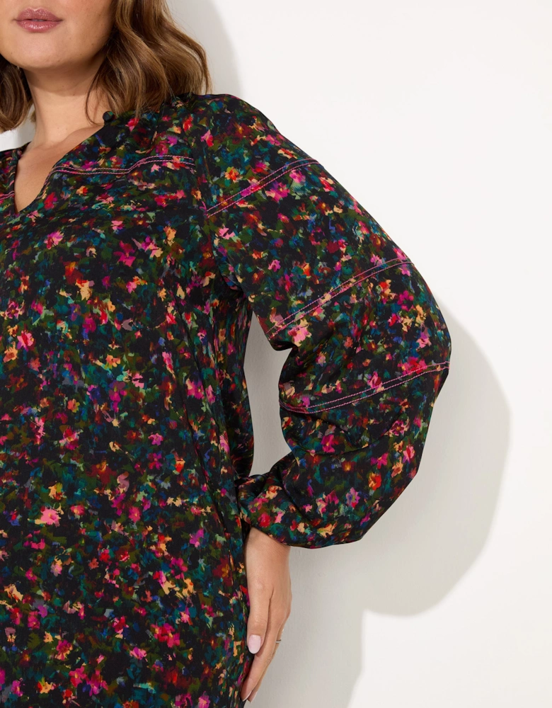 Multi Colour Ditsy Midi Dress