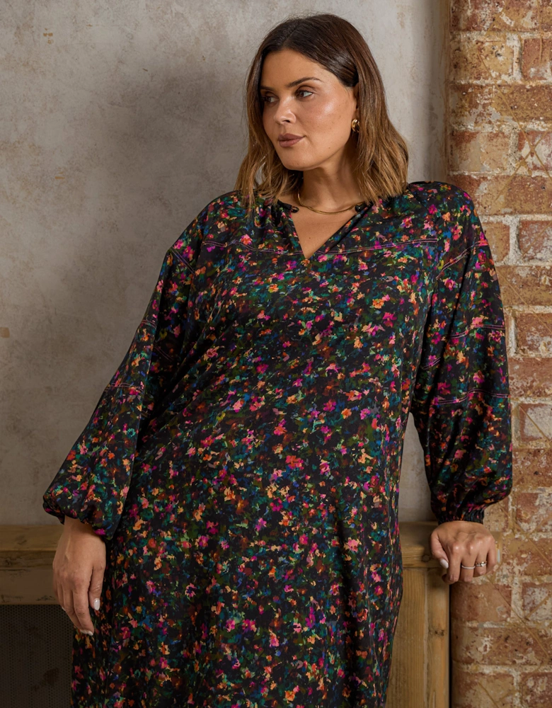 Multi Colour Ditsy Midi Dress