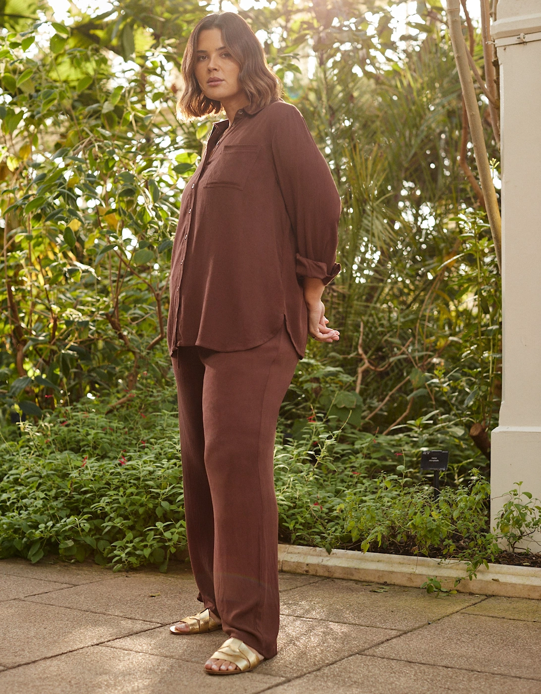 Chocolate Crinkle Drawstring  Trouser, 6 of 5