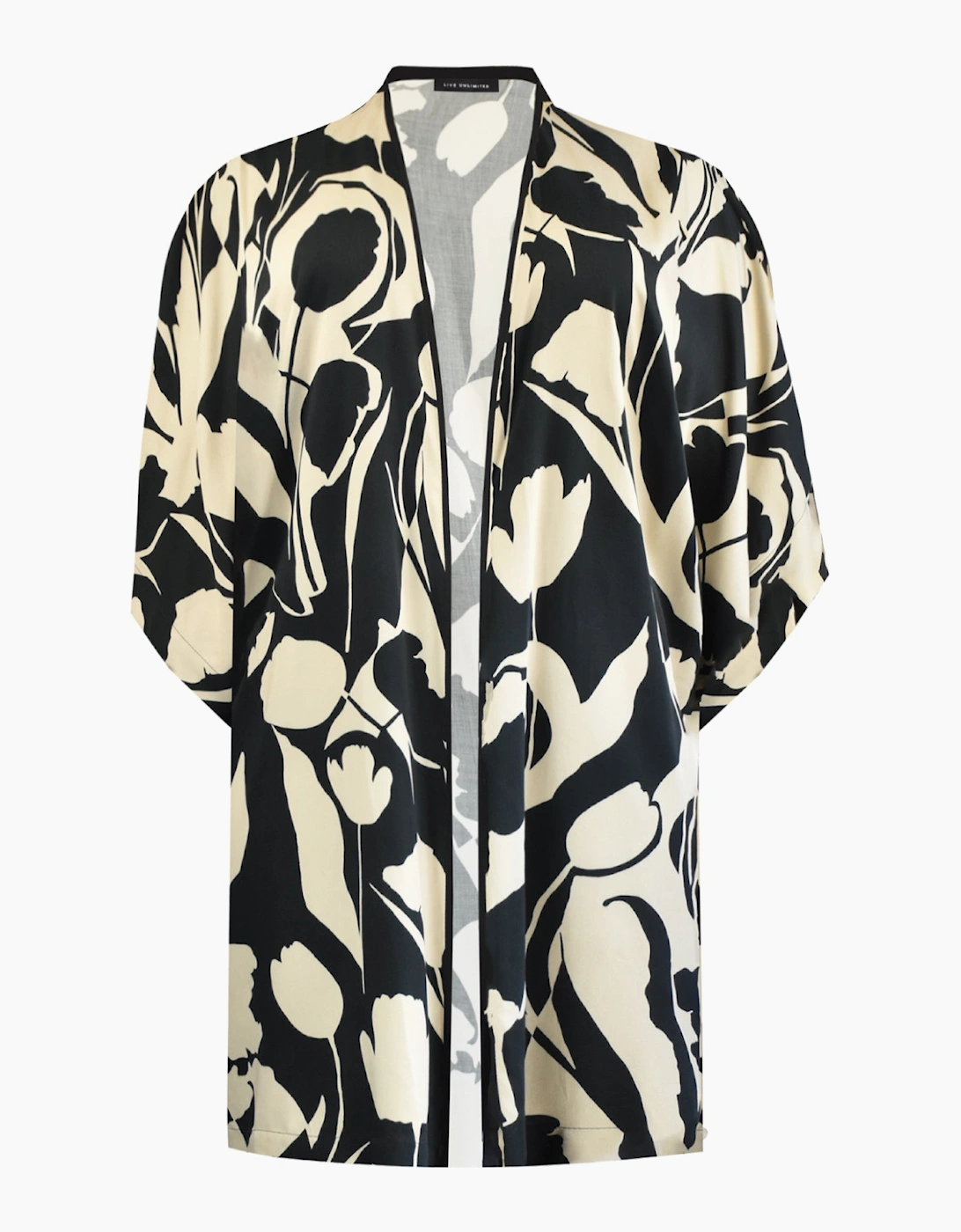 Mono Floral Print Kimono