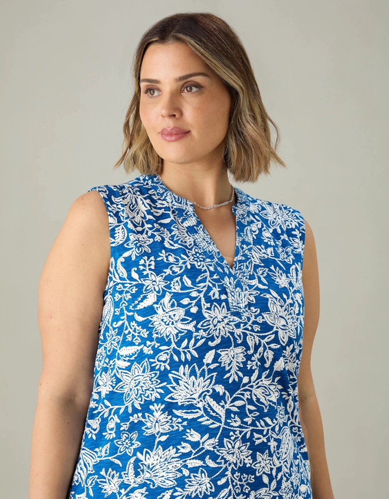 Blue Paisley V-Neck Tunic