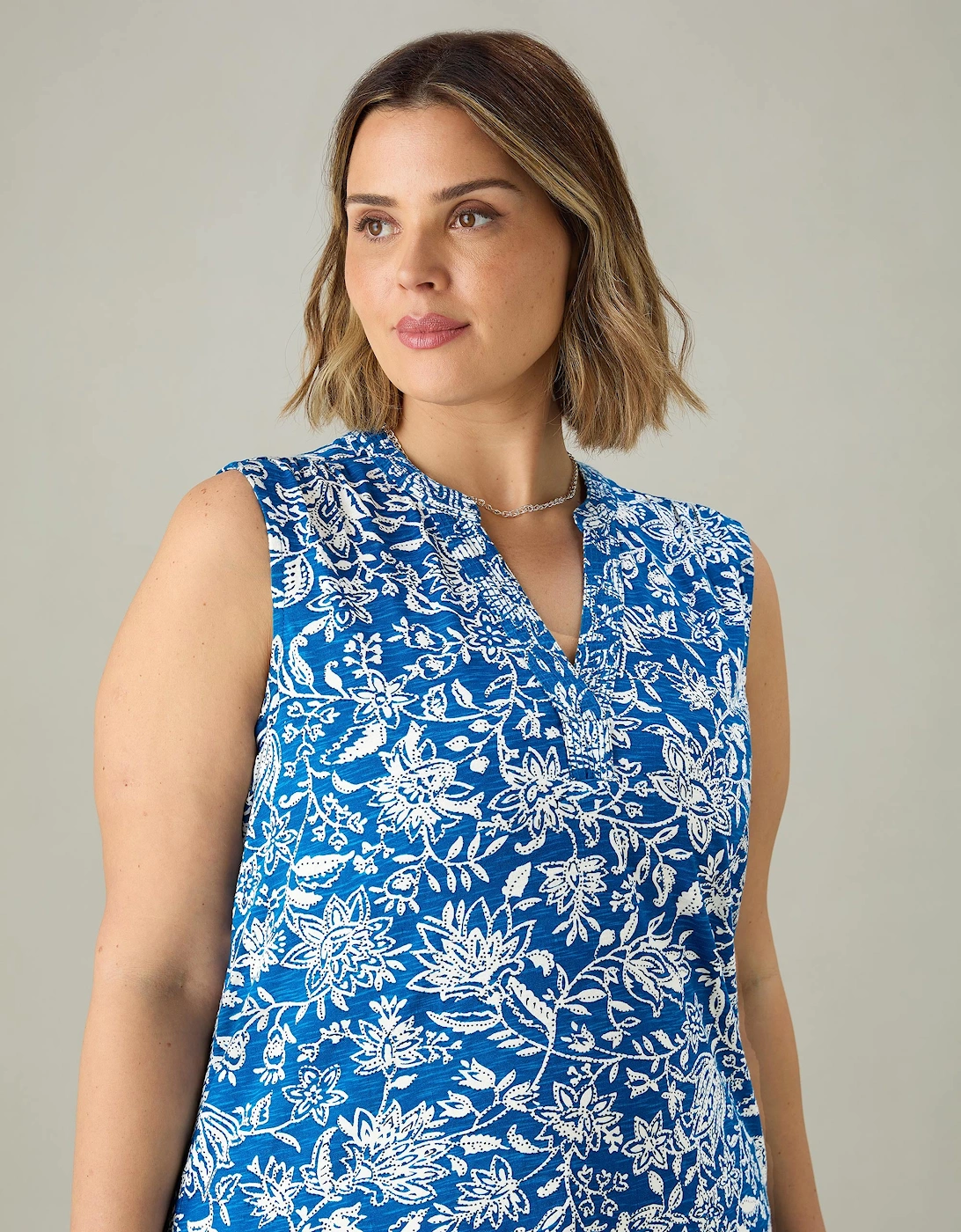 Blue Paisley V-Neck Tunic