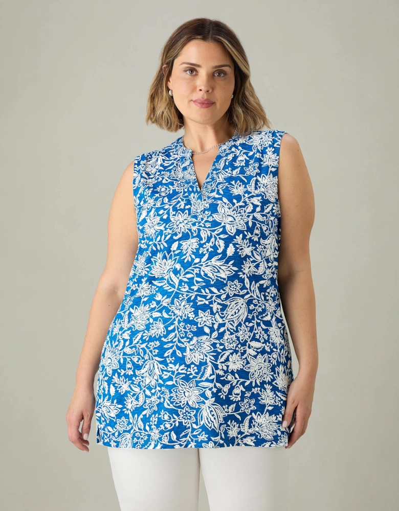 Blue Paisley V-Neck Tunic