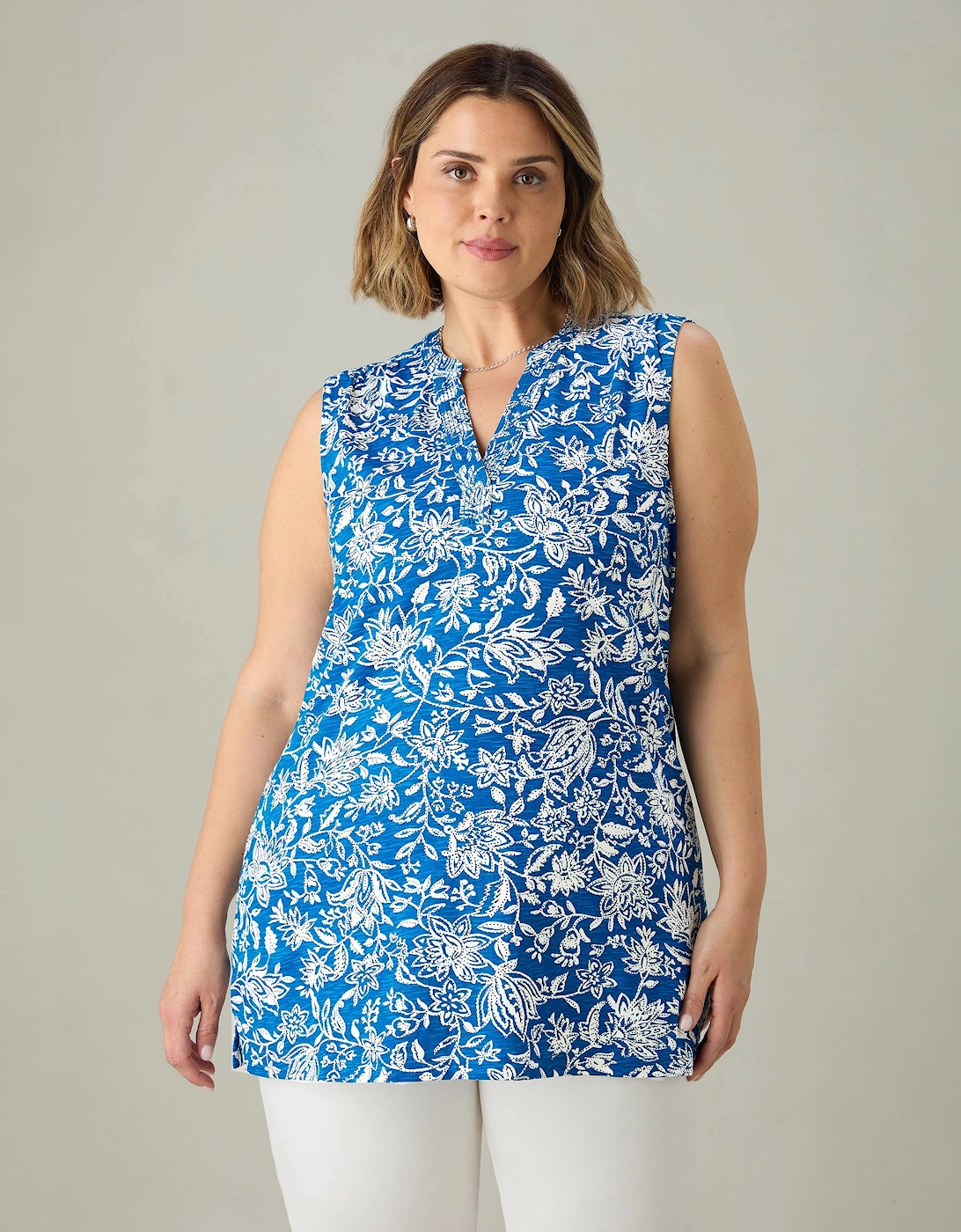 Blue Paisley V-Neck Tunic