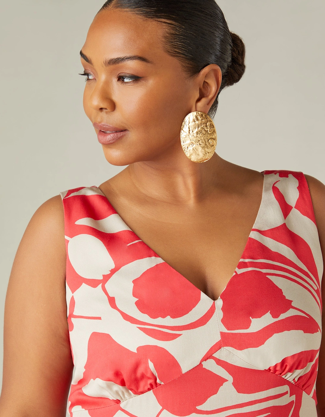 Red Abstract Print Sleeveless Maxi Dress