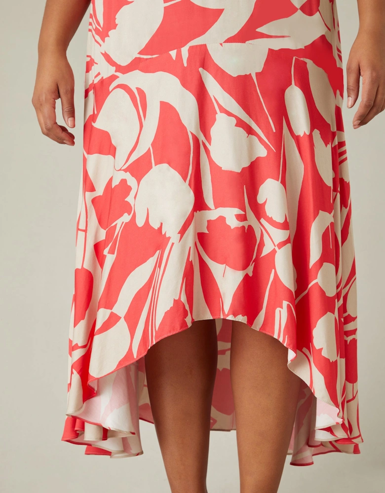 Red Abstract Print Sleeveless Maxi Dress