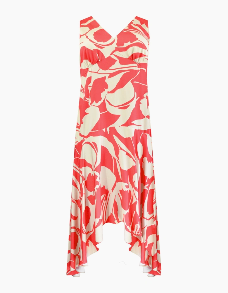 Red Abstract Print Sleeveless Maxi Dress