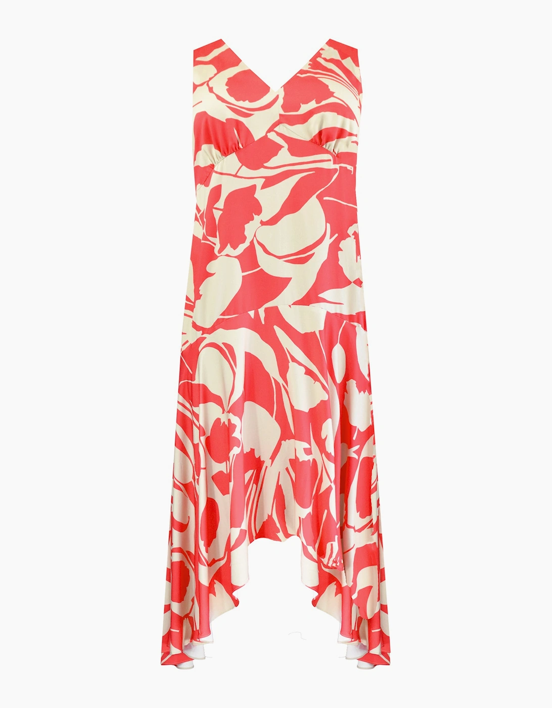 Red Abstract Print Sleeveless Maxi Dress
