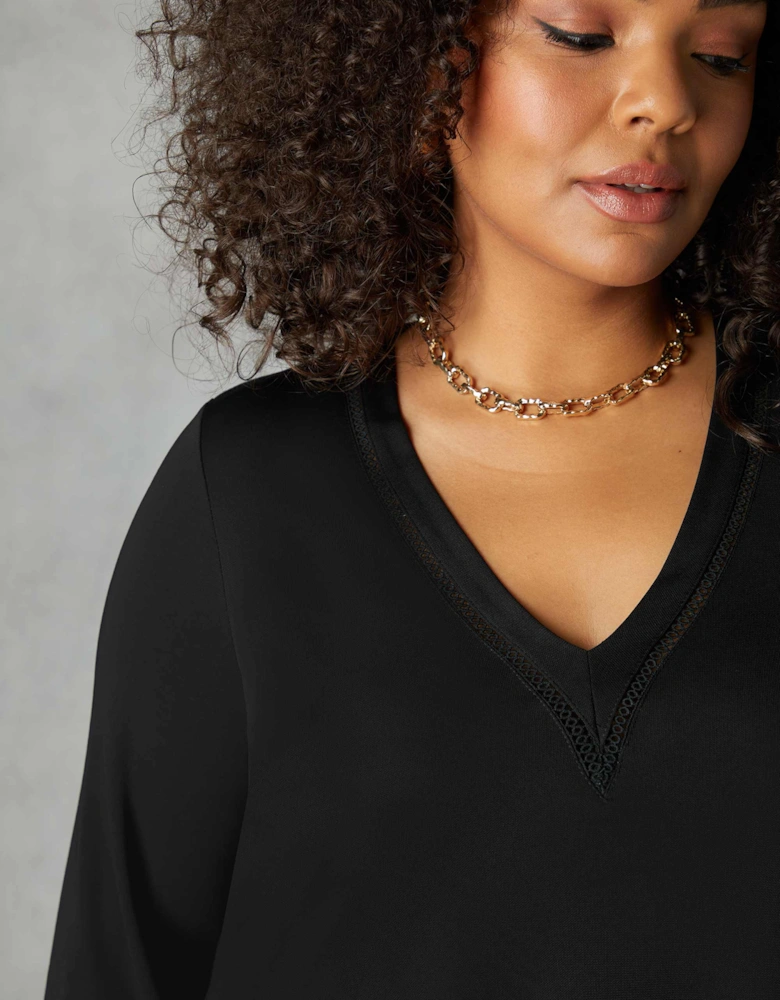 Black Jersey Trim Insert Tunic