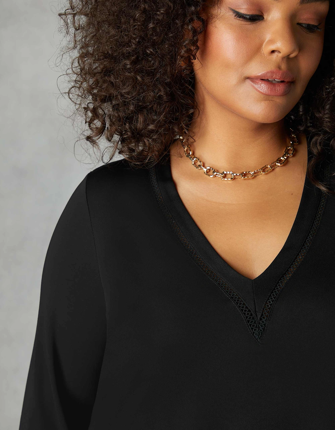 Black Jersey Trim Insert Tunic