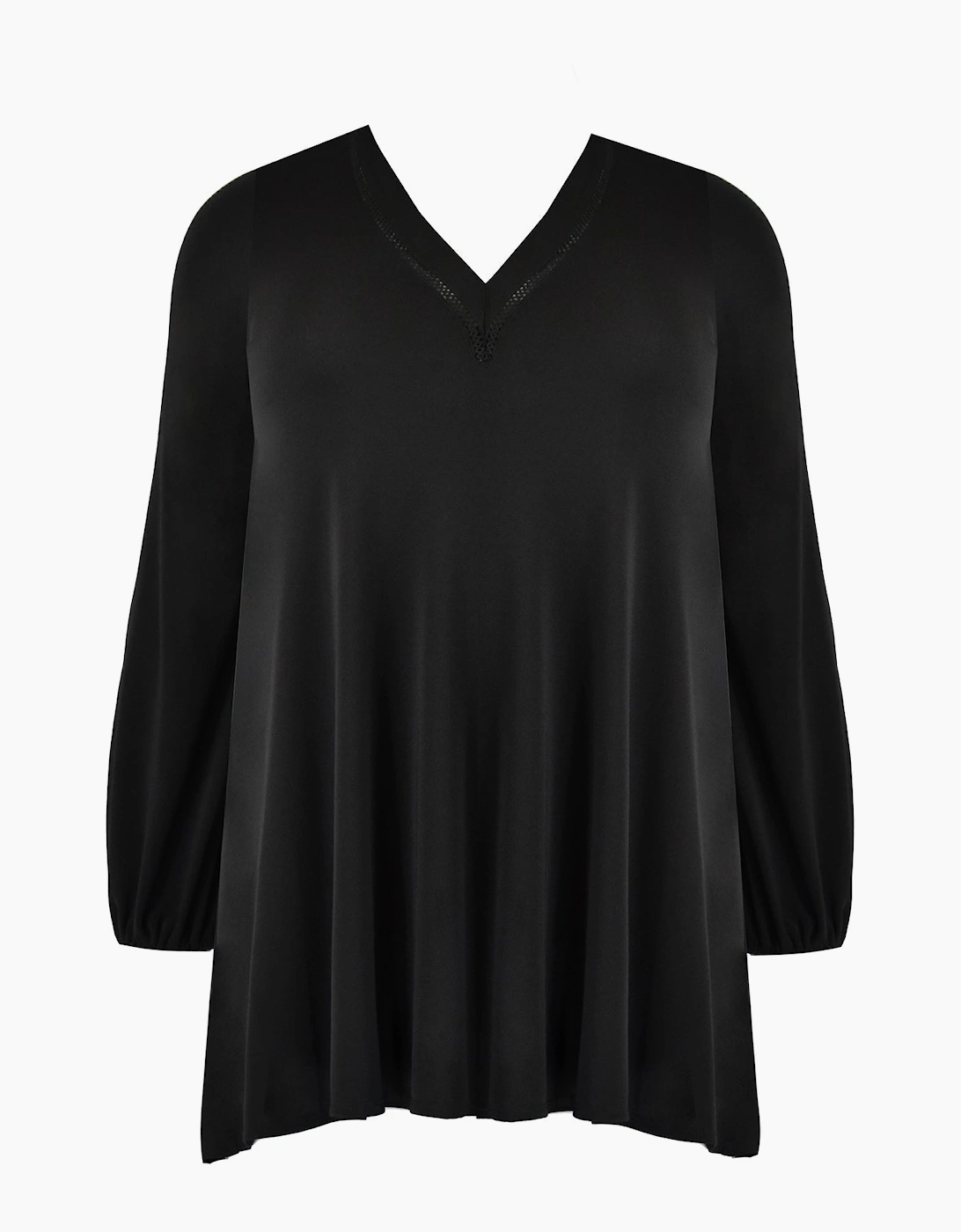 Black Jersey Trim Insert Tunic