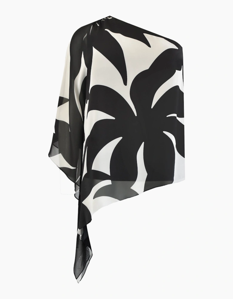 Mono Geo Print One Shoulder Overlay Top