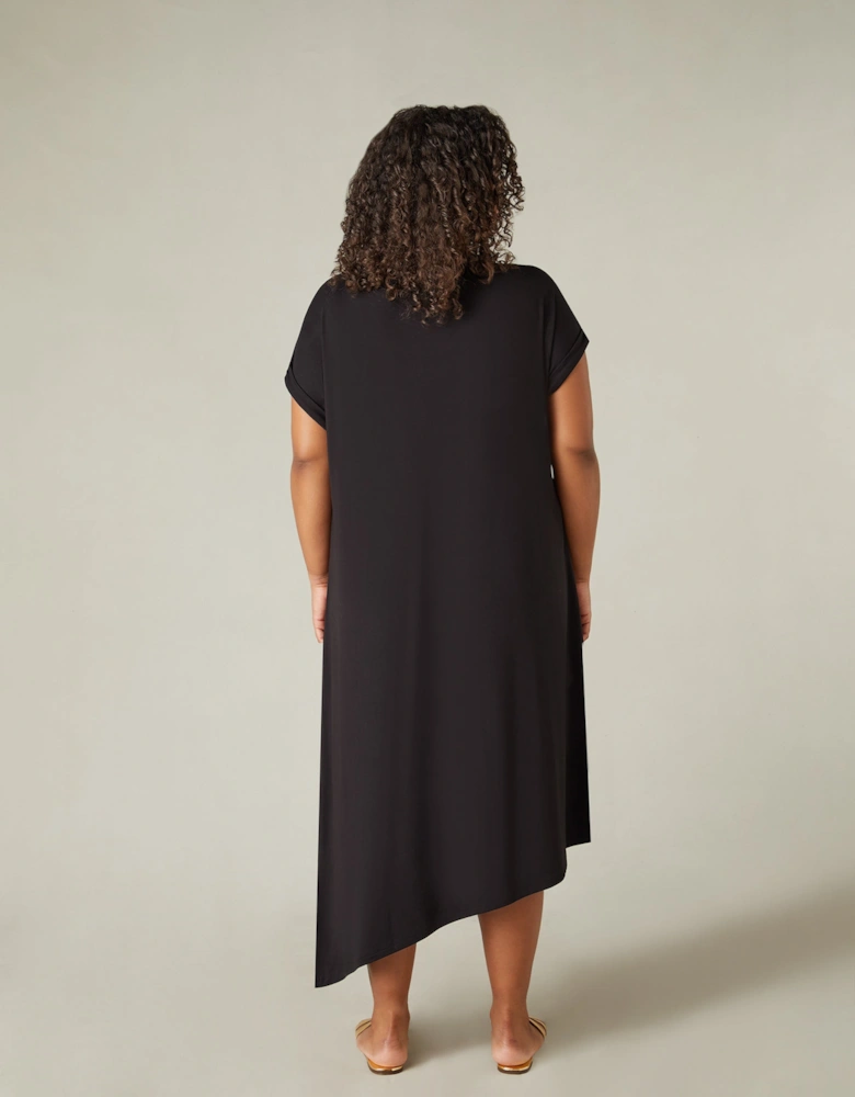 Black Jersey Asymmetric Dress