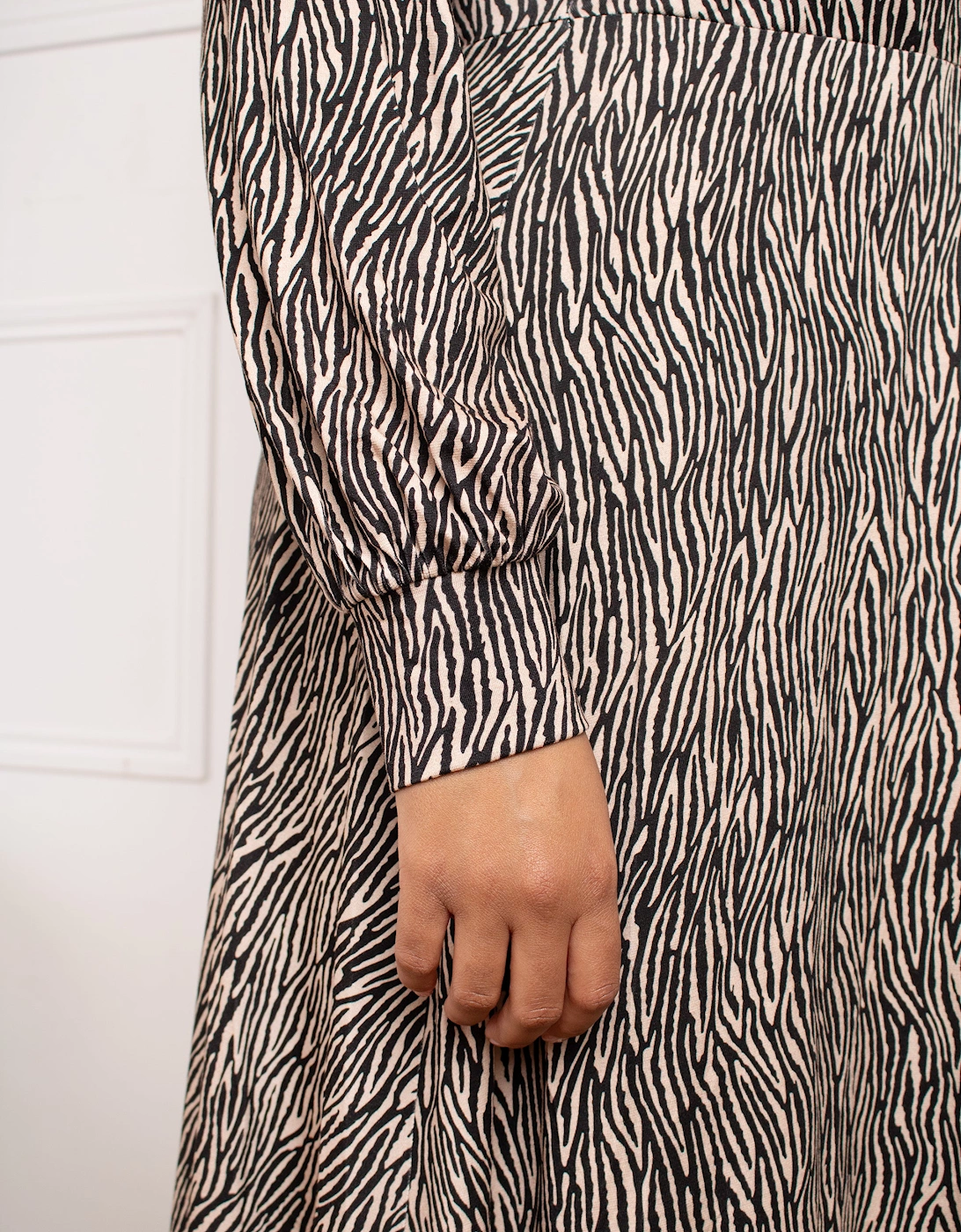 Petite Zebra Wrap Dress With Blouson Sleeves