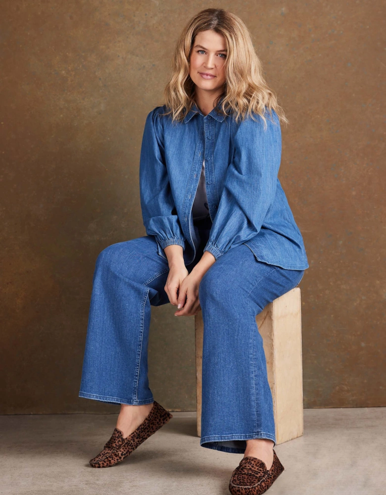 Blue Denim Button Through Shirt