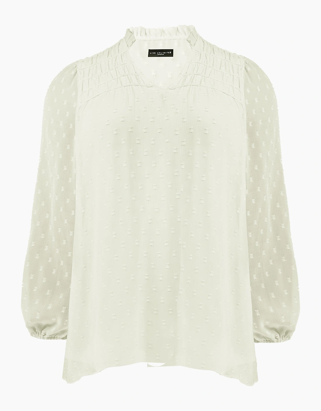 Ivory Dobby Ruched Front Blouse