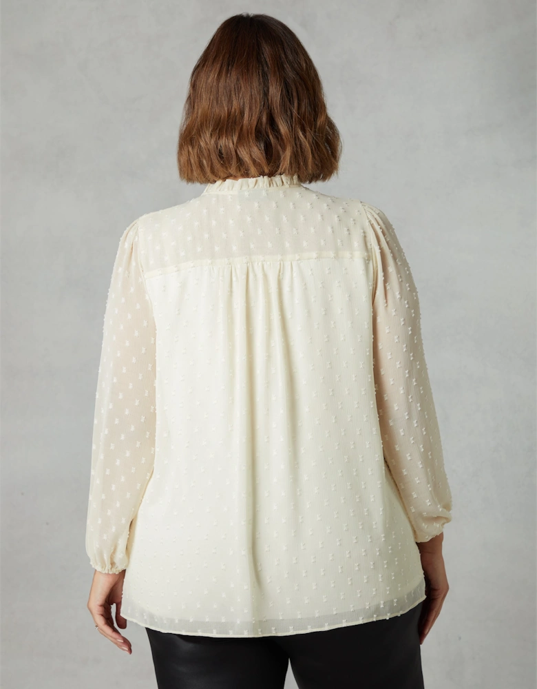 Ivory Dobby Ruched Front Blouse