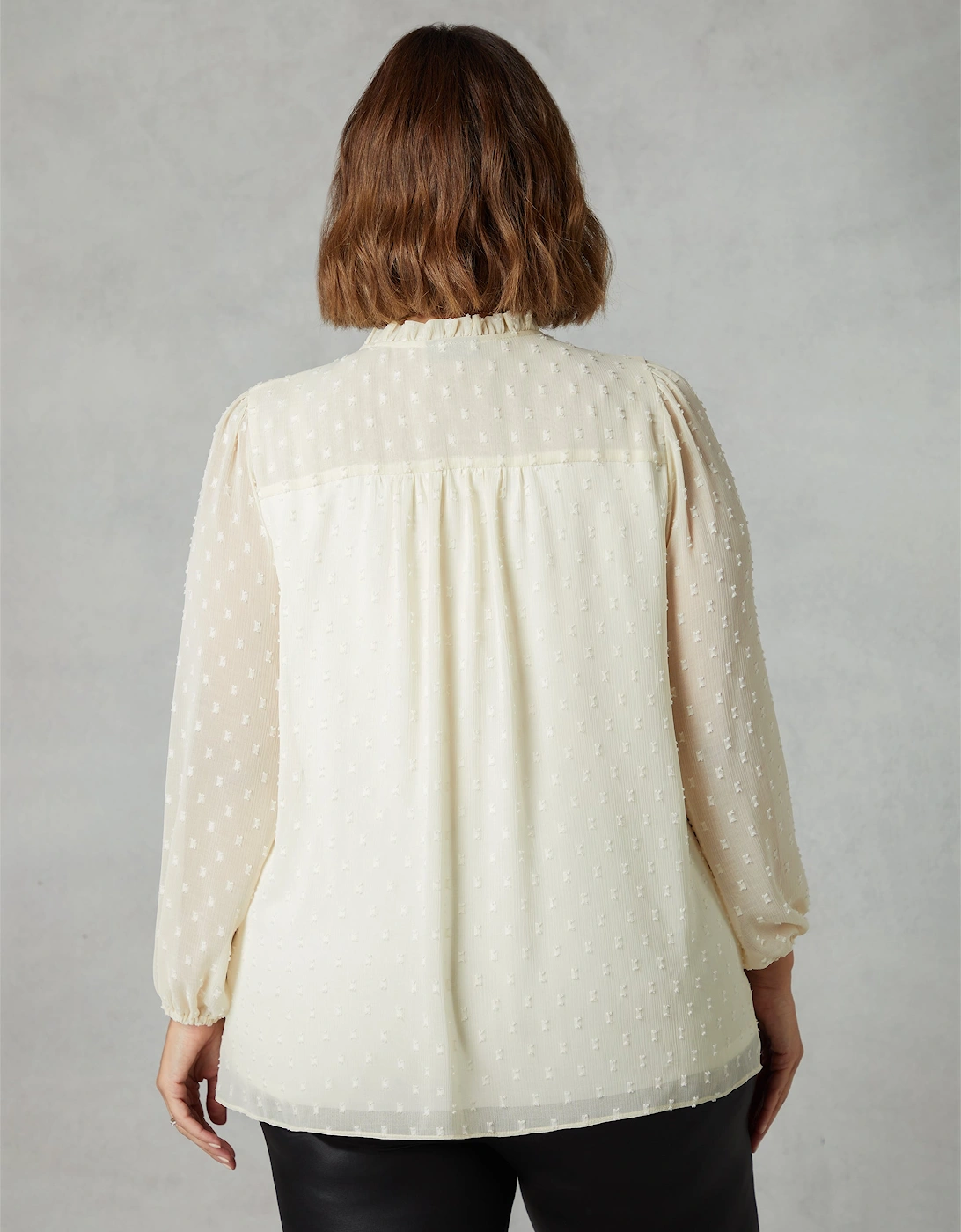 Ivory Dobby Ruched Front Blouse