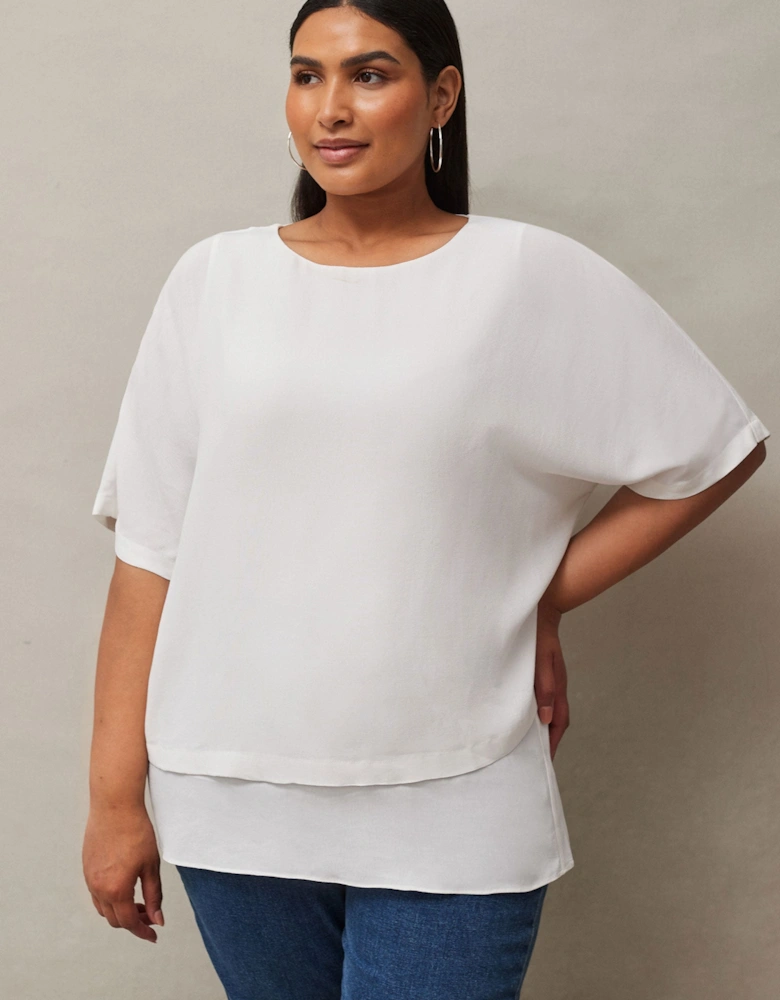 Ivory Woven Overlay Top