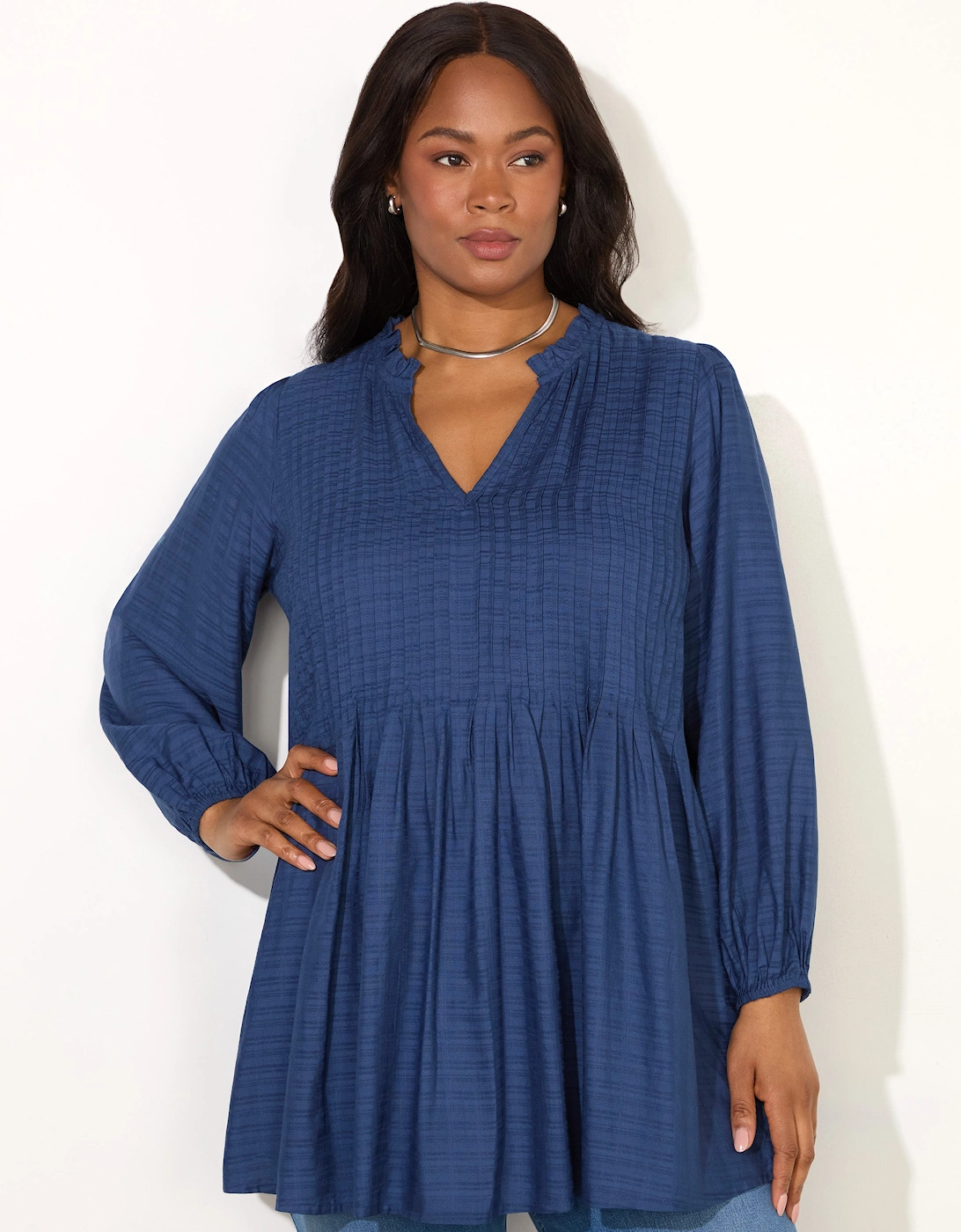 Blue Pintuck Tunic