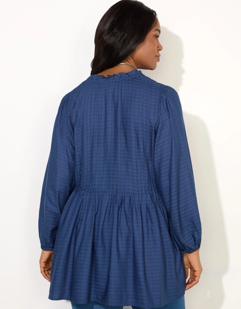Blue Pintuck Tunic