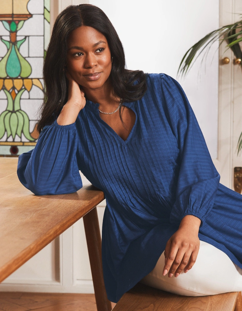 Blue Pintuck Tunic