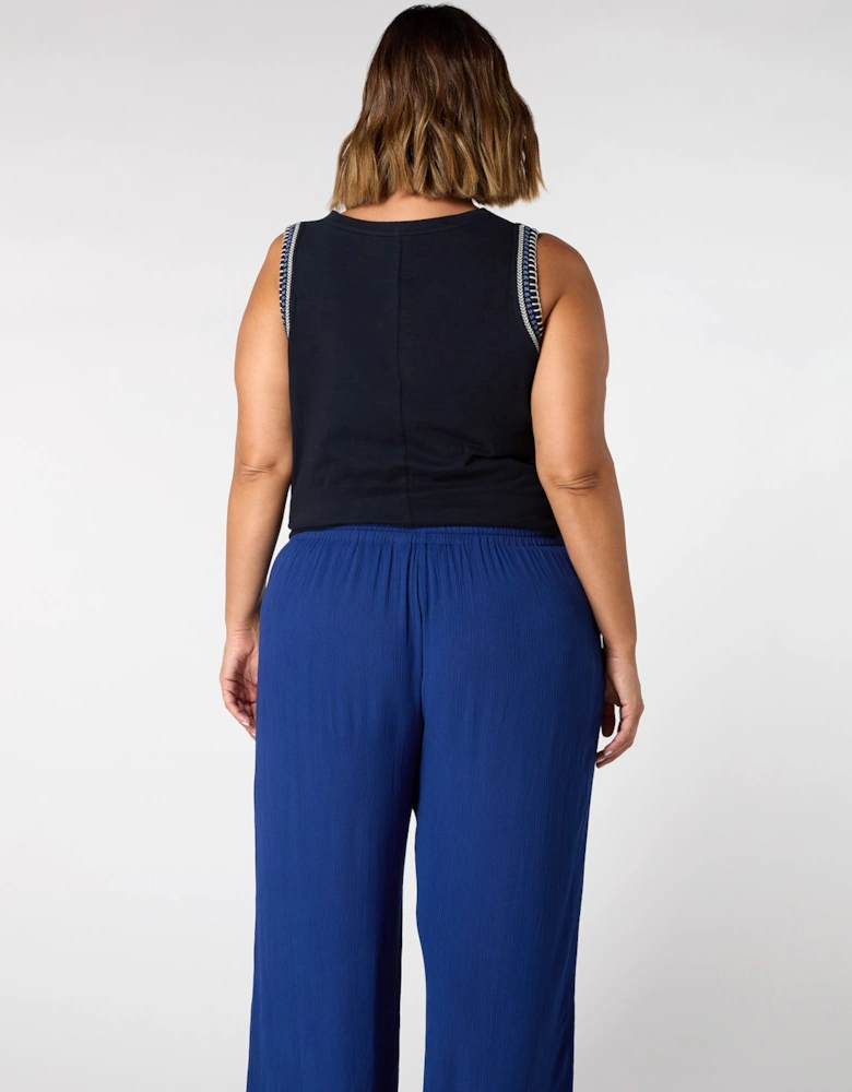 Blue Crinkle Drawstring Trouser