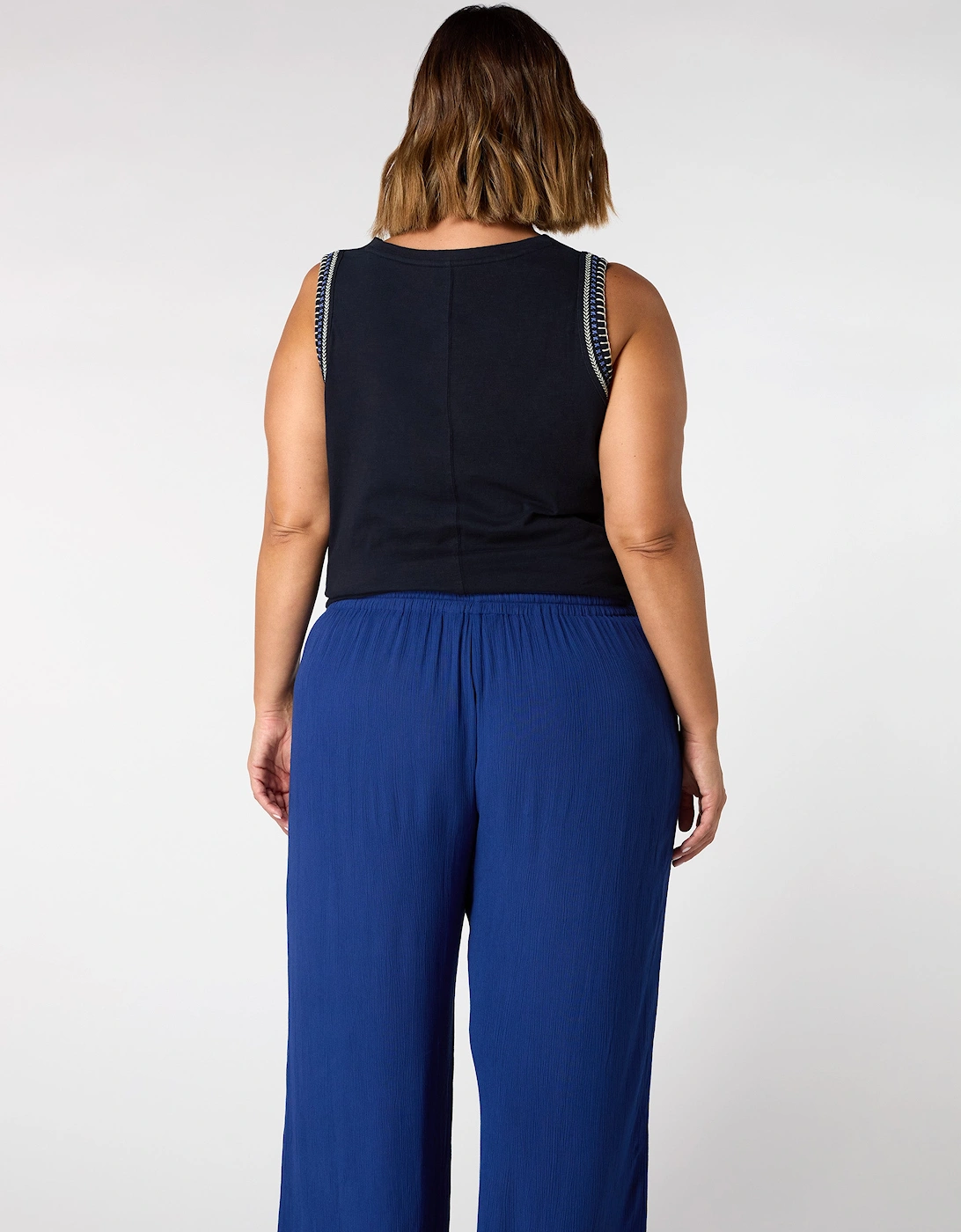 Blue Crinkle Drawstring Trouser