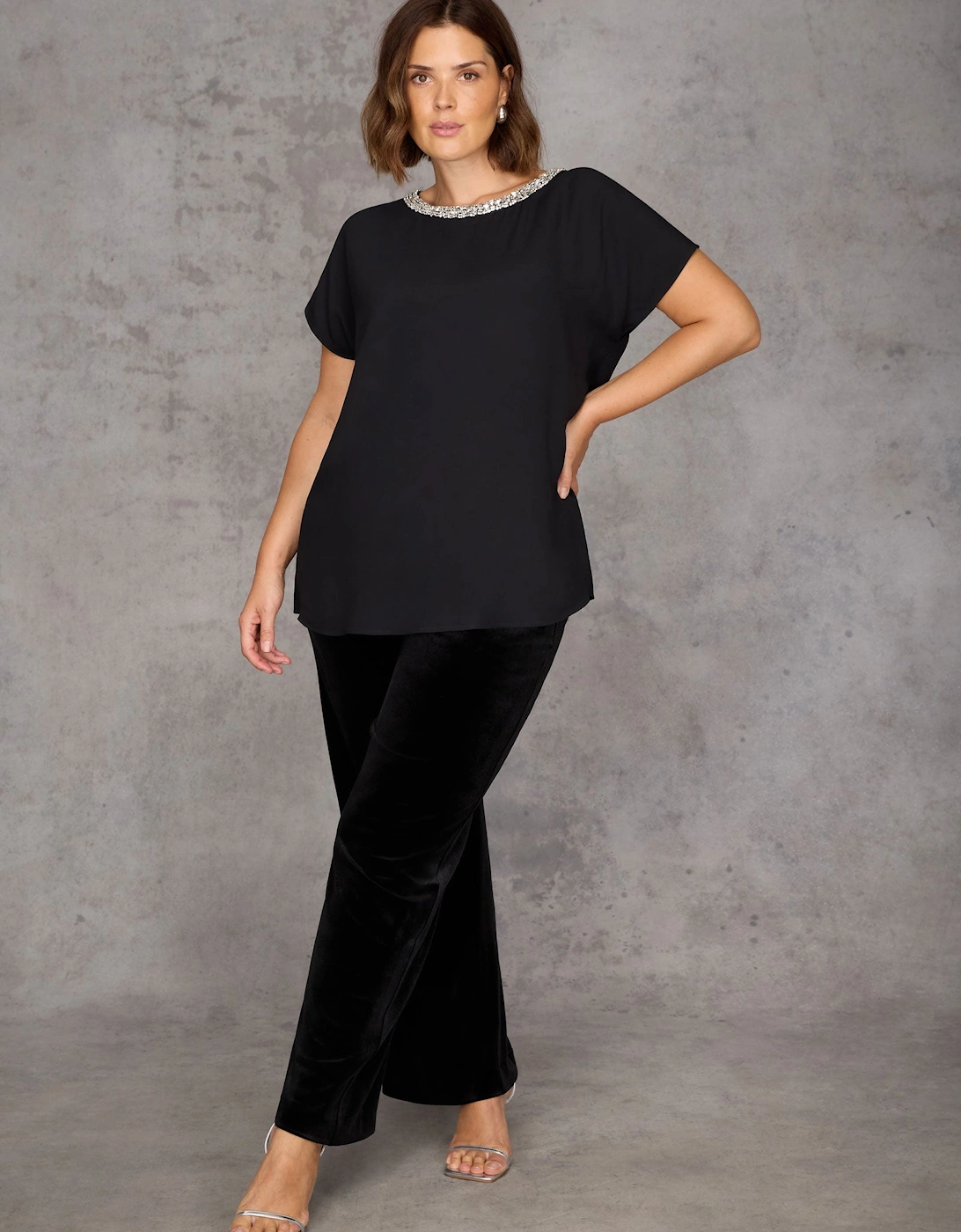 Black Velvet Wide Leg Trouser
