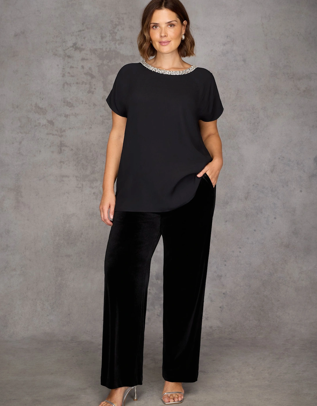 Black Velvet Wide Leg Trouser, 5 of 4