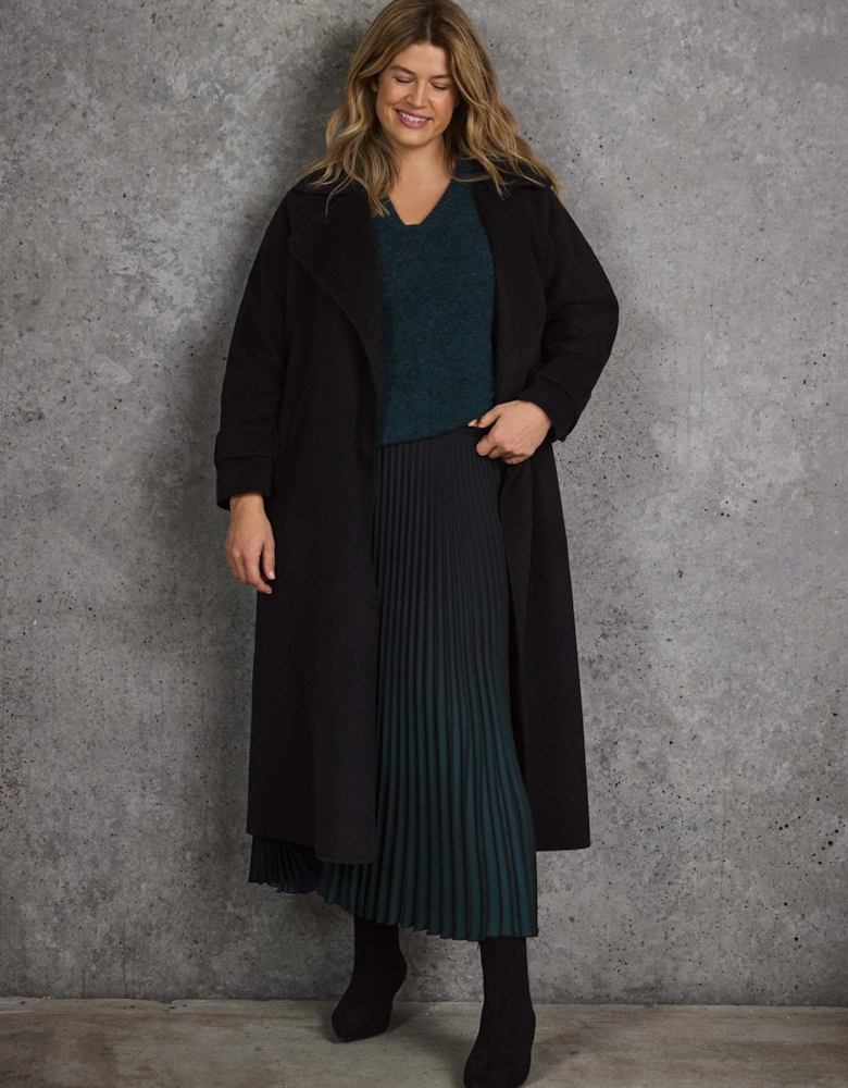 Green Ombre Pleated Maxi Skirt