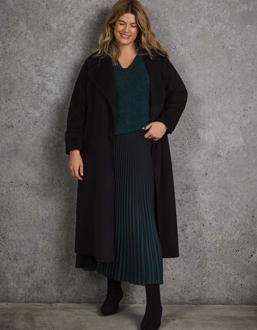 Green Ombre Pleated Maxi Skirt