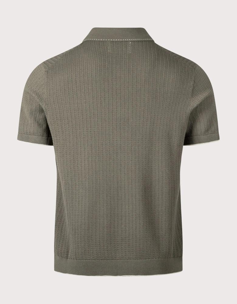 Nalo Knit Textured Stitch Polo Shirt