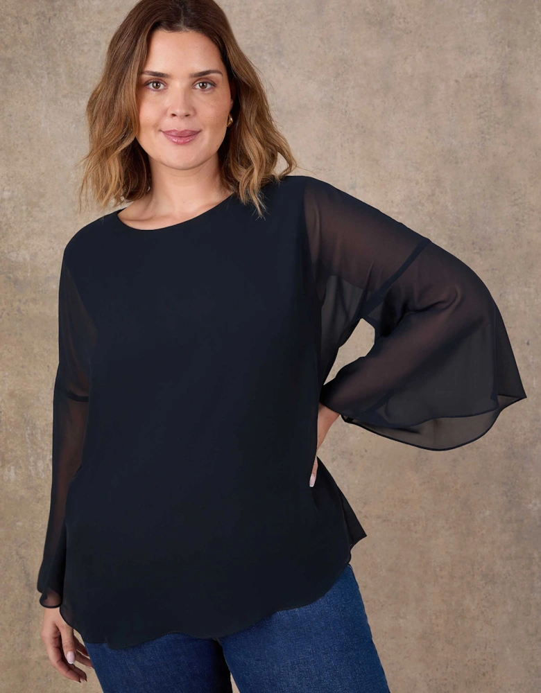 Black Angel Sleeve Overlay Top