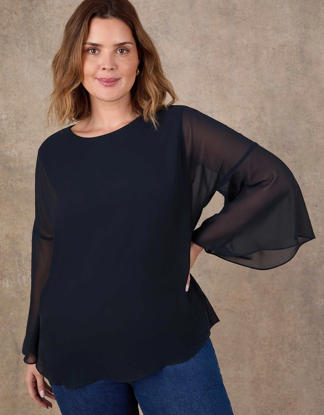Black Angel Sleeve Overlay Top