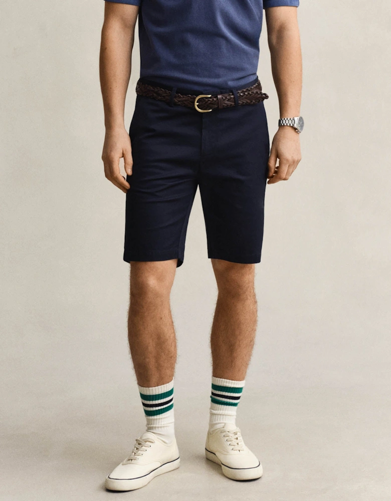 Mens Slim Fit Sports Chino Shorts - 433 Evening Blue
