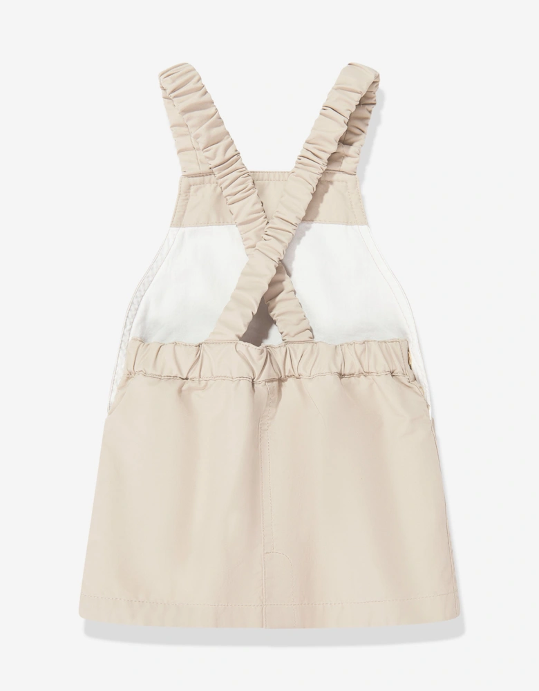 Enfant Baby Girls Logo Pinafore Dress in Beige