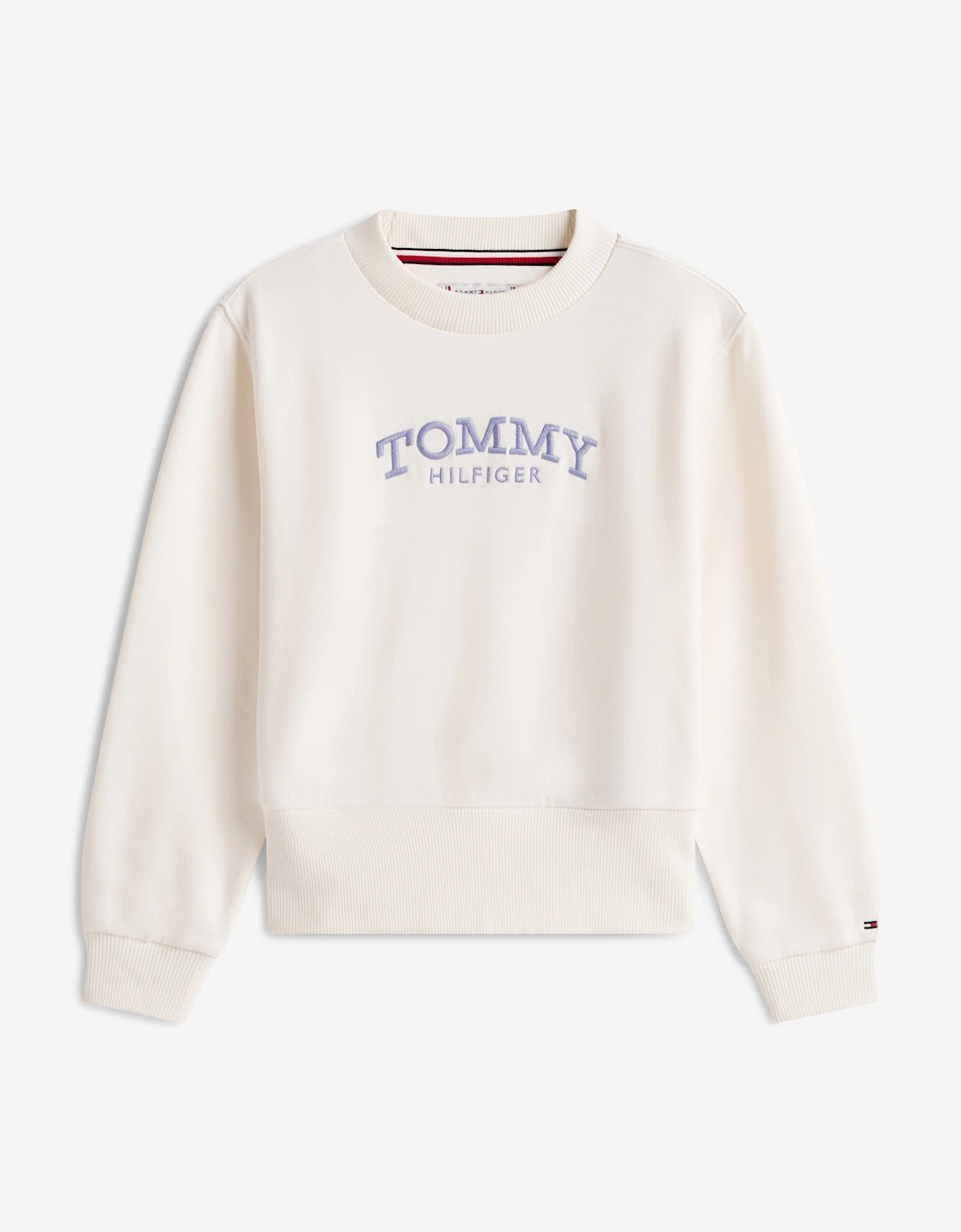Tommy Hilfiger Girls Cream 'S High Rib Hem Sweatshirt In Ivory  14 Years Size 14 Yrs Kids