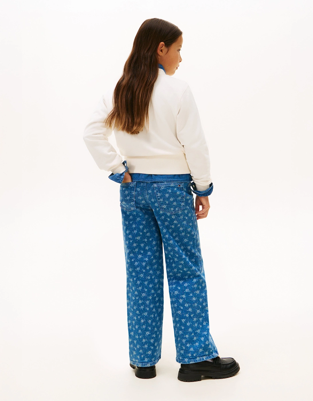 Girls High Rib Hem Sweatshirt in Ivory