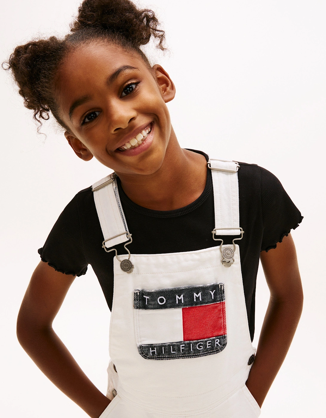 Girls Heritage Dungaree Dress in White