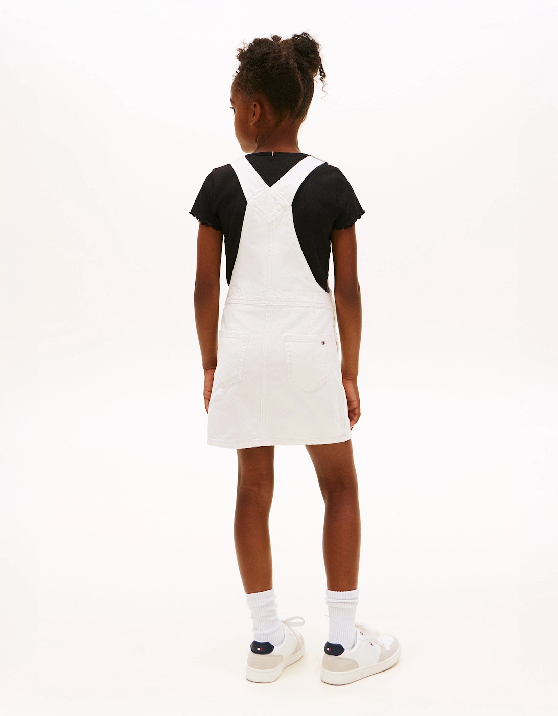 Girls Heritage Dungaree Dress in White