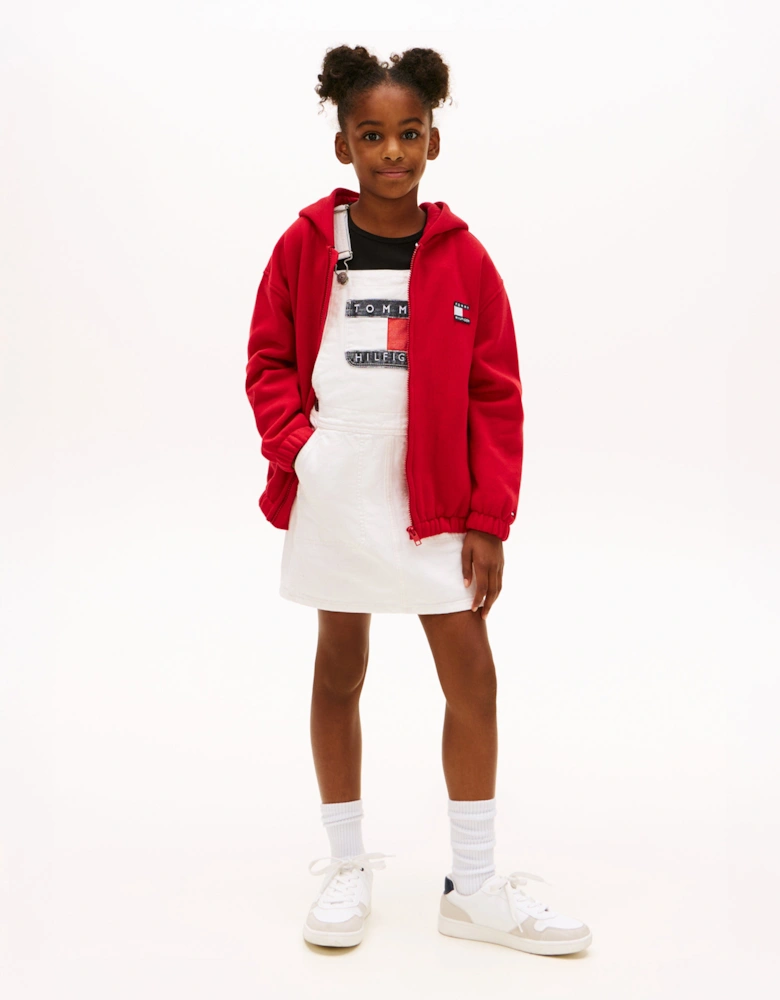 Girls Heritage Dungaree Dress in White