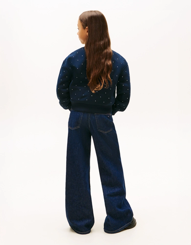 Girls Festive Stud Sweatshirt in Navy