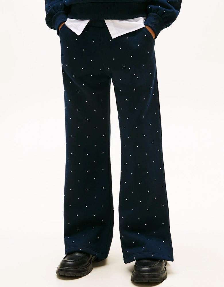 Girls Festive Stud Sweatpants in Navy
