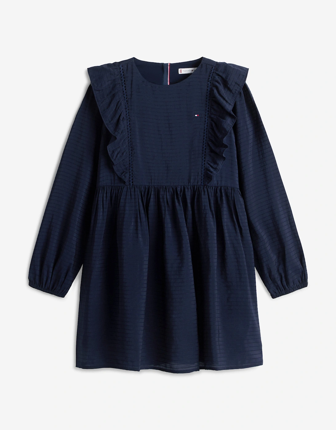 Girls Ruffle A-Line Dress in Navy, 6 of 5