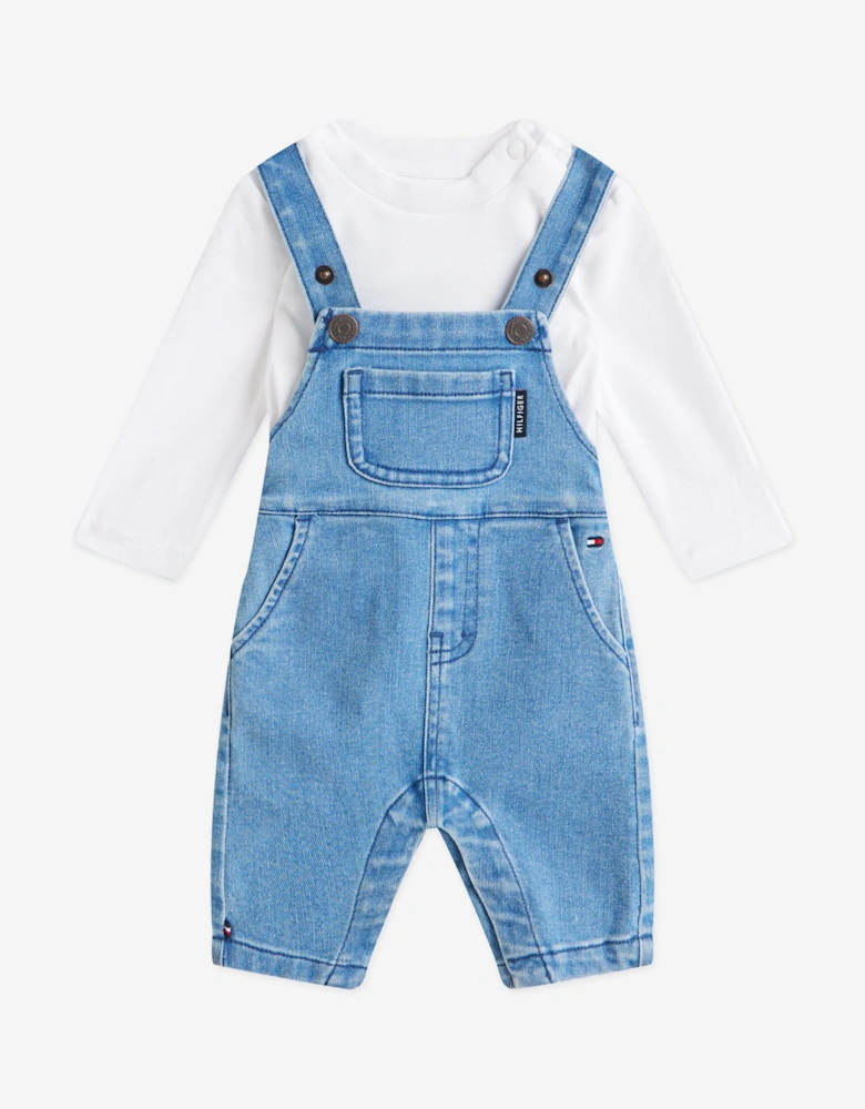 Baby Boys Denim Dungaree Set in Blue