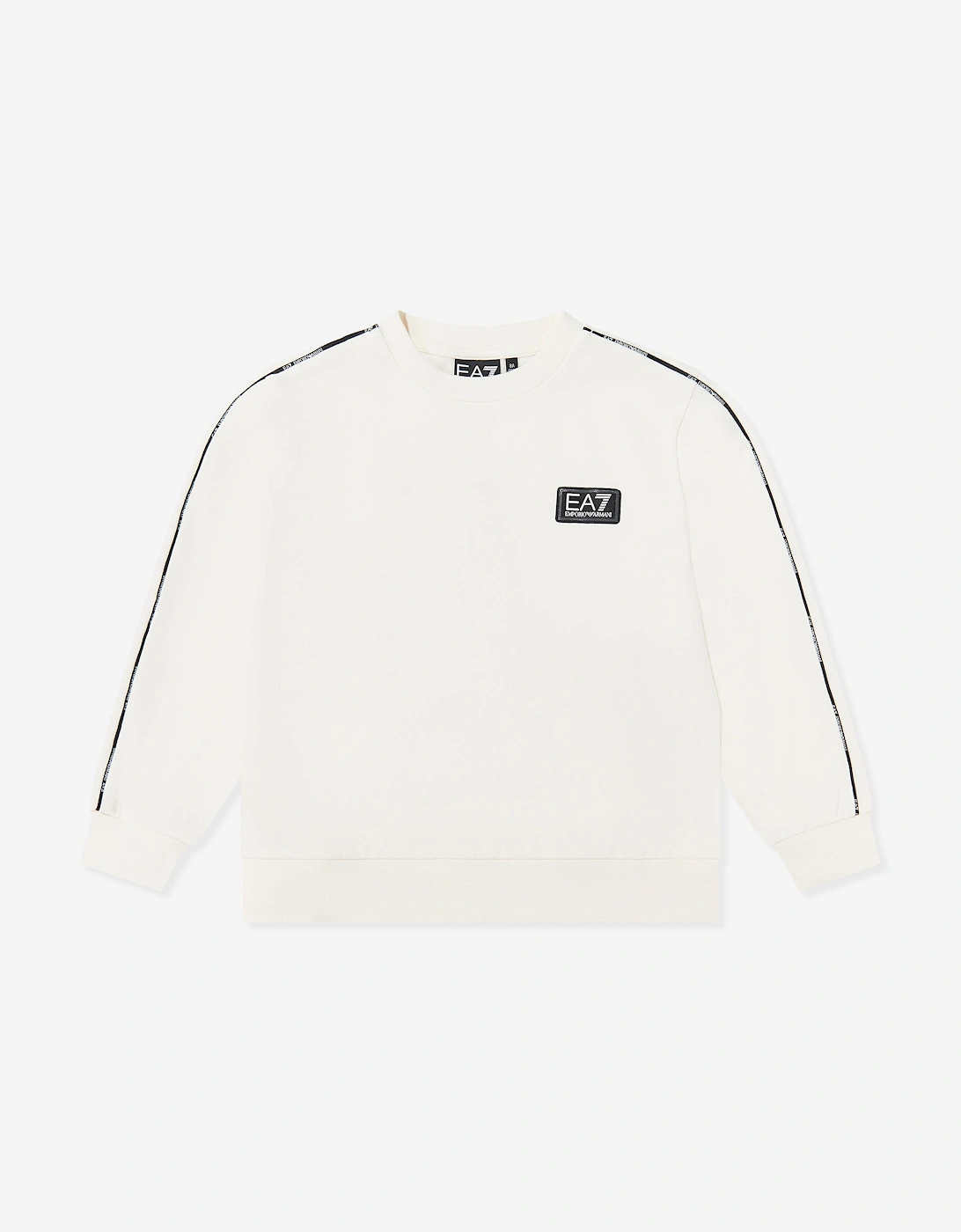 Emporio Armani Boys Train Logo Tape Sweatshirt in Ivory, 5 of 4
