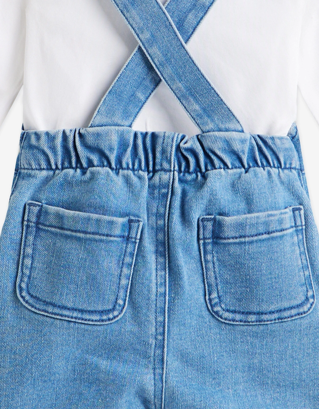 Baby Boys Denim Dungaree Set in Blue